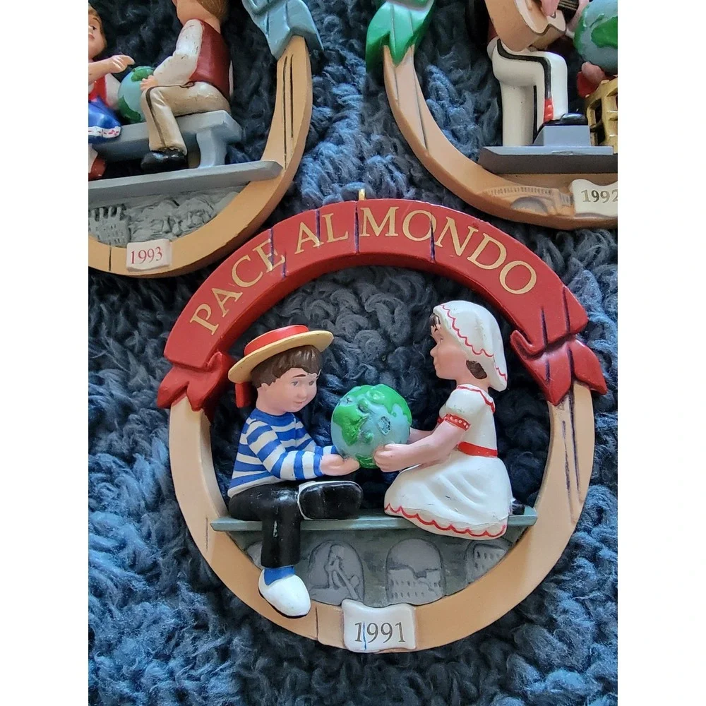 1991 - 1993 Hallmark Keepsake Peace on Earth Italy, Poland, Spain Ornament Set 3